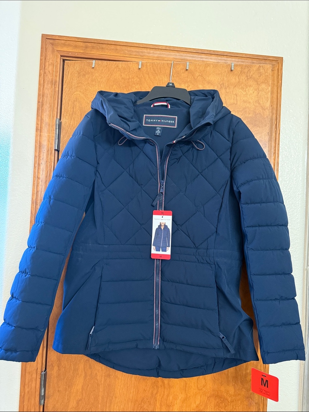 Tommy Hilfiger Navy Quilted Hooded Puffer Jacket